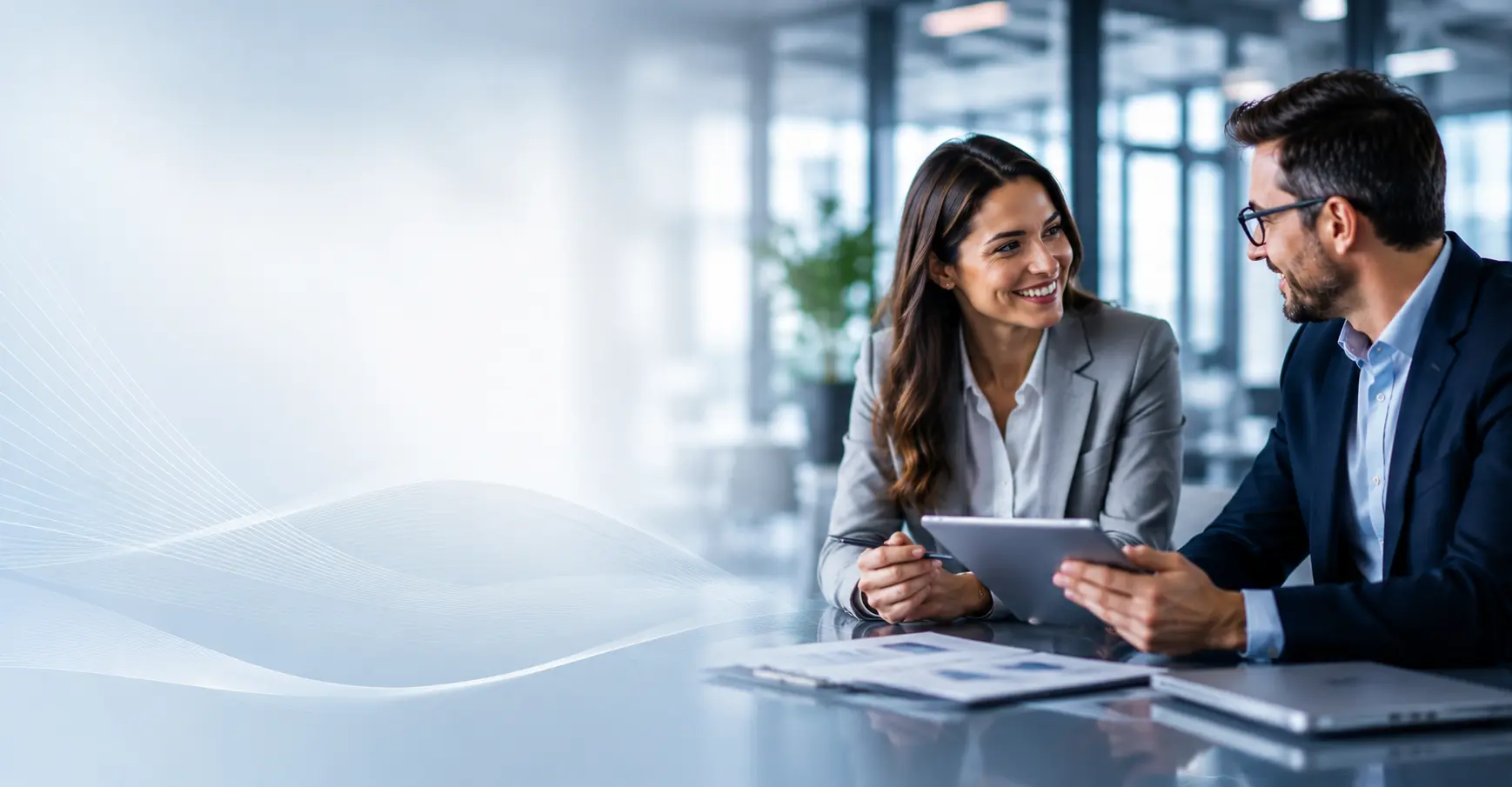 Business consultants discussing market insights