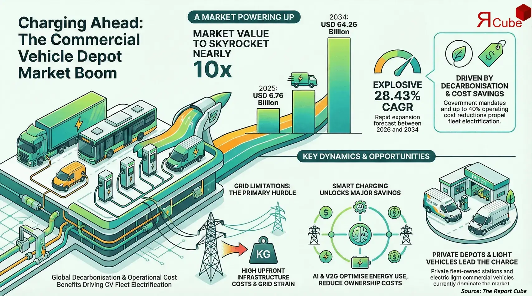 CV Depot Charging Market 2026-2034 infographic covering competitive landscape and insights