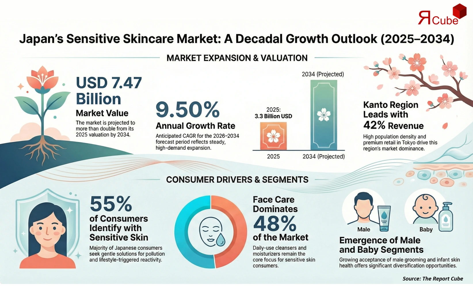 Japan Sensitive Skin Care Market 2026-2034 infographic explaining market structure and opportunities