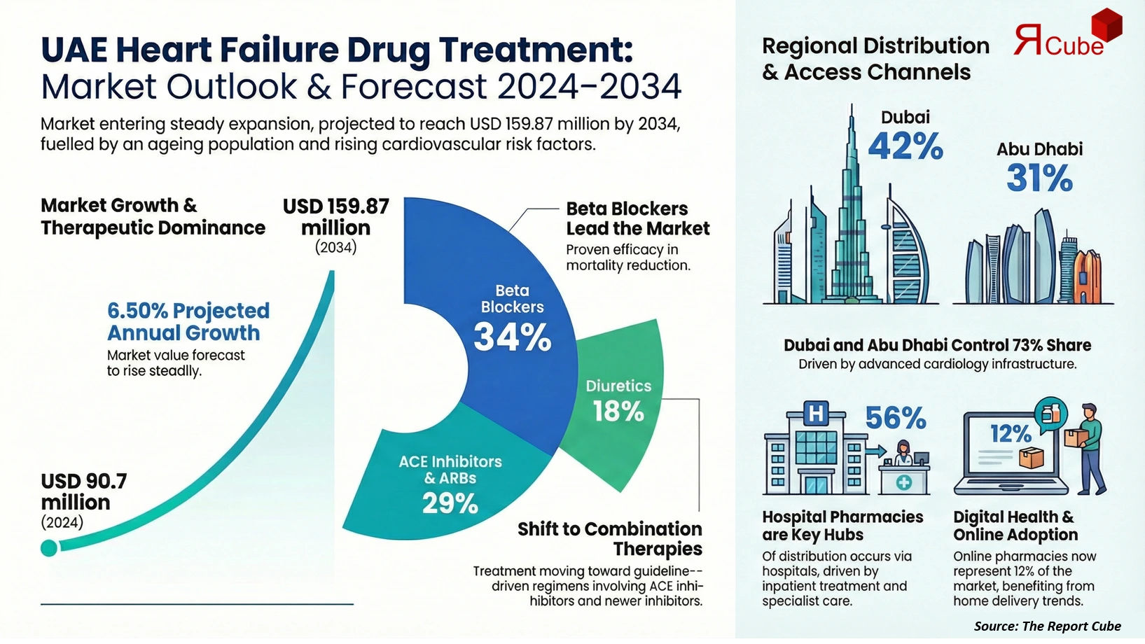 UAE Heart Failure Drug Treatment Market 2026-2034 infographic explaining market structure and opportunities