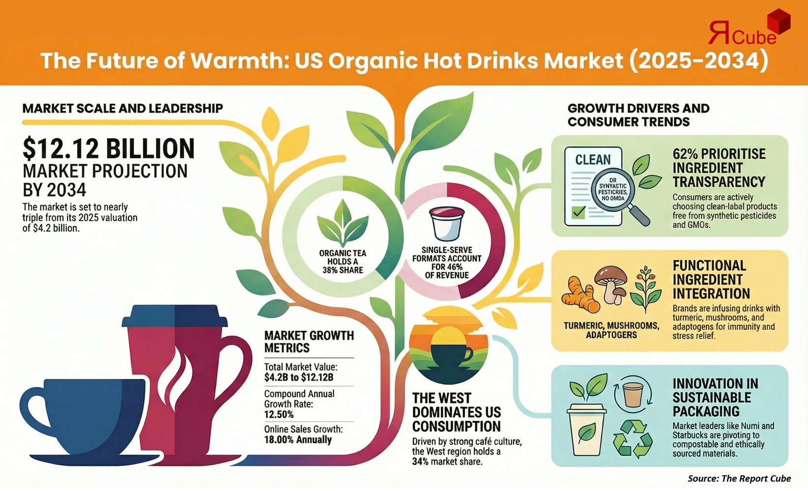US Organic Hot Drinks Market 2026-2034 infographic explaining market structure and opportunities