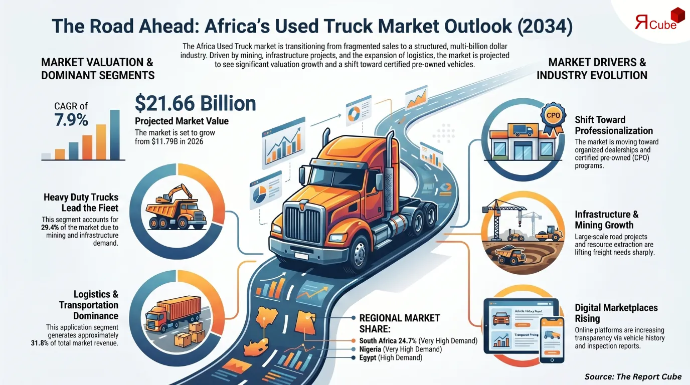 Africa Used Trucks Market to Hit USD 21.66 Billion by 2034, Registering a 7.9% CAGR