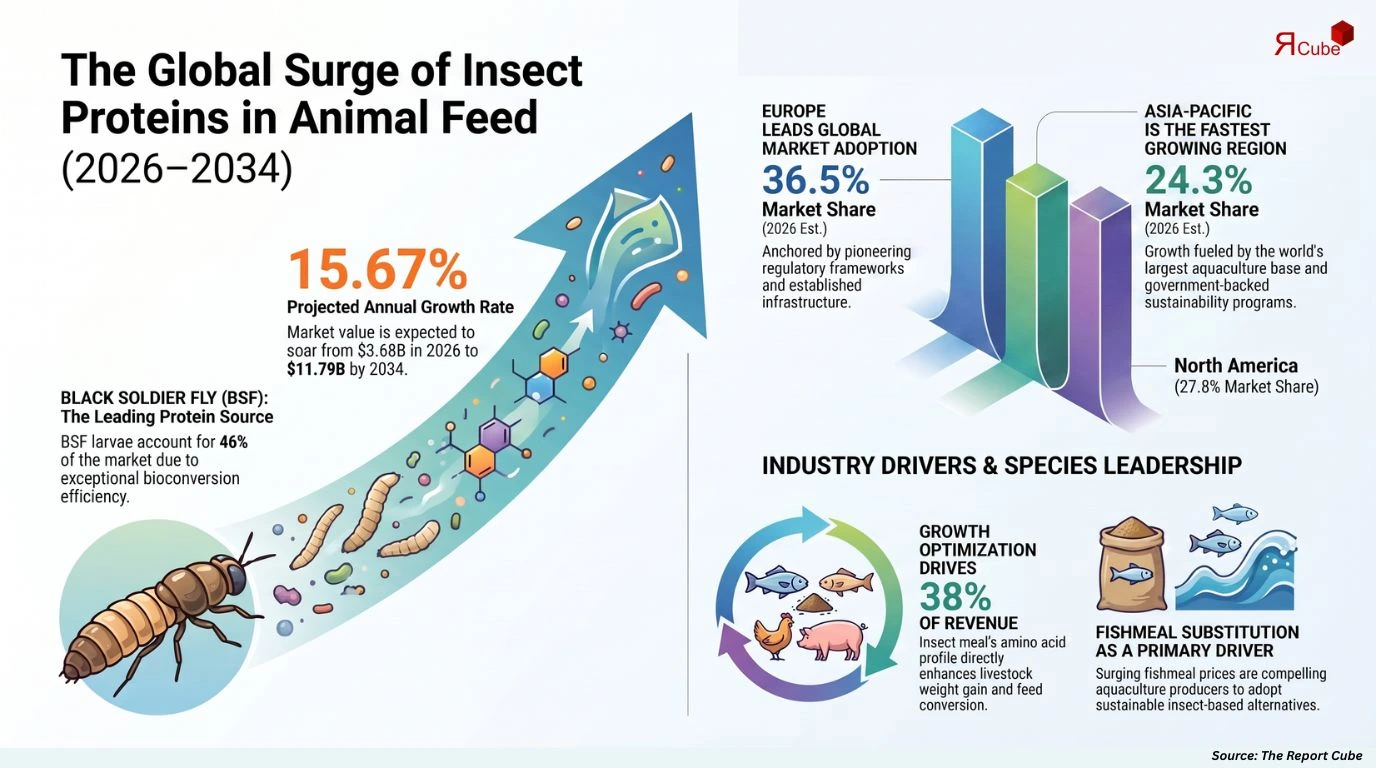Global Animal Feed Insect Proteins Market Report and Forecast 2026-2034