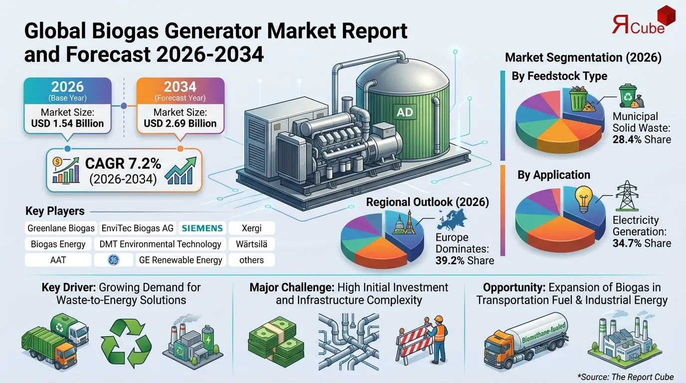 Biogas Generator Market Size, Share & Growth Forecast 2034