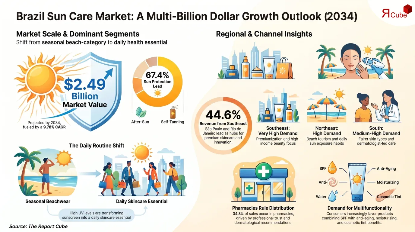 Brazil Sun Care Market to Hit USD 2.49B by 2034 at 9.78% CAGR