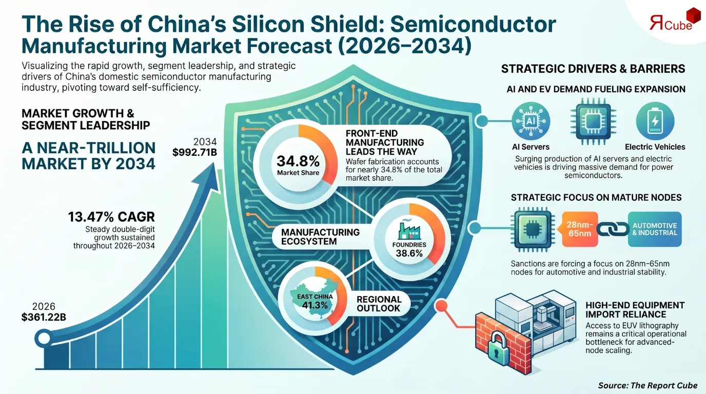 China Semiconductor Manufacturing Market to Reach USD 992.71 Billion by 2034 at 13.47% CAGR