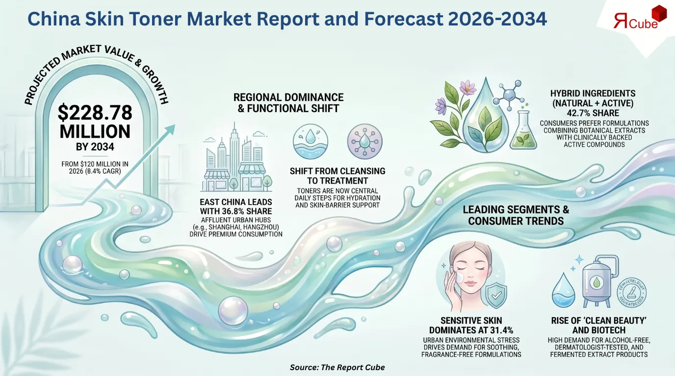 China Skin Toner Market to Reach USD 228.78 Million by 2034
