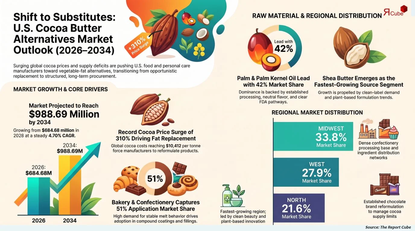 U.S. Cocoa Butter Alternatives Market Size, Share, Trends, & Forecast 2026-2034