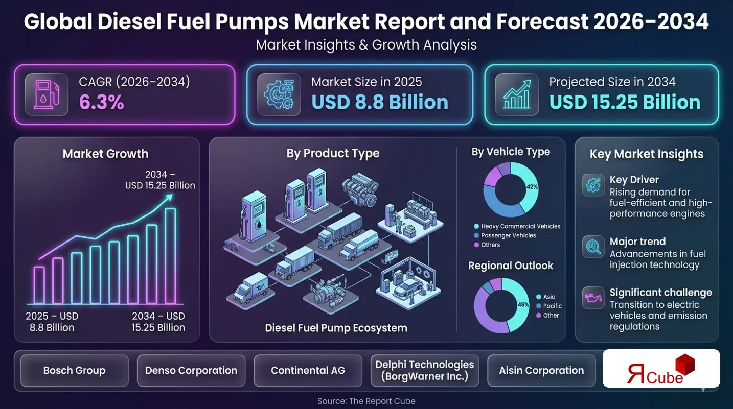 Global Diesel Fuel Pumps Market 2026-2034 infographic explaining market structure and opportunities
