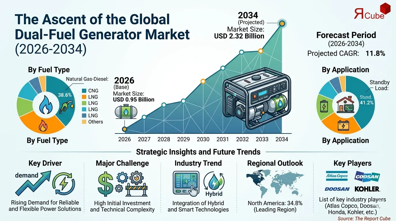 Dual Fuel Generator Market Trends, Value & Outlook 2034