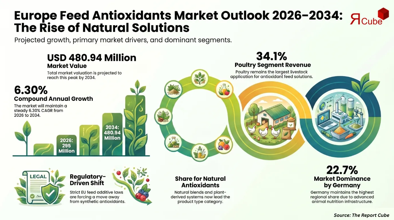 Europe Feed Antioxidants Market to Reach USD 480.94 Million by 2034