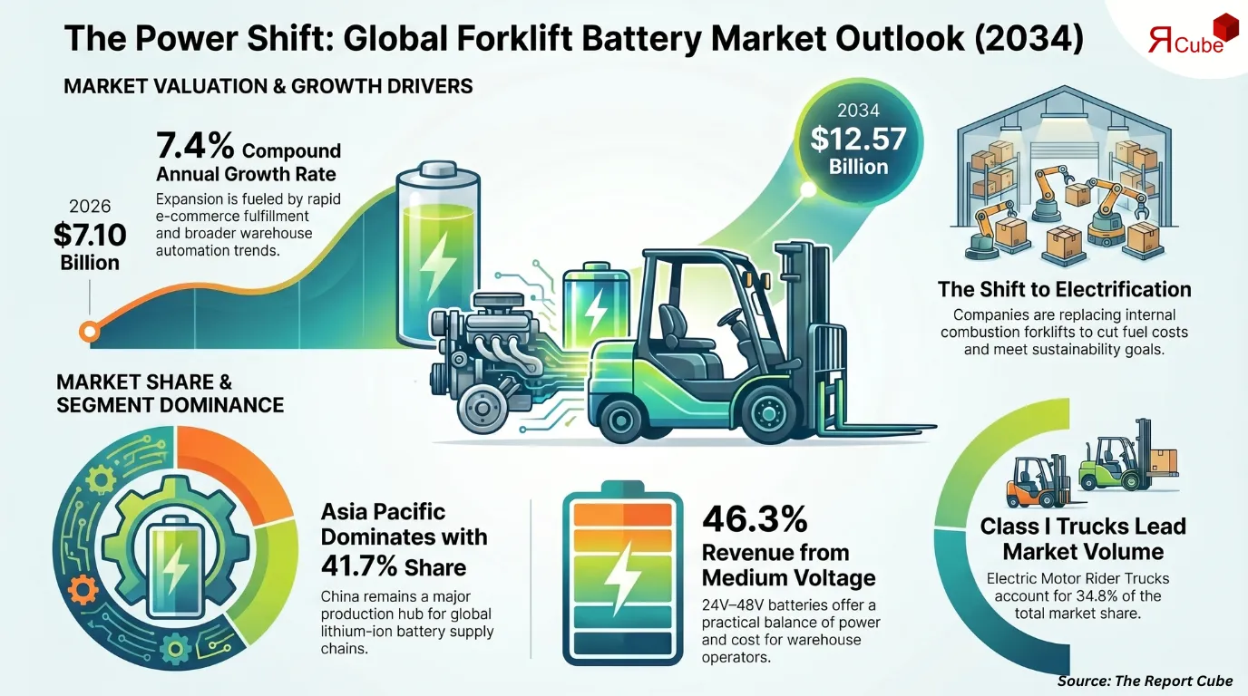 Global Forklift Battery Market Report and Forecast 2026-2034