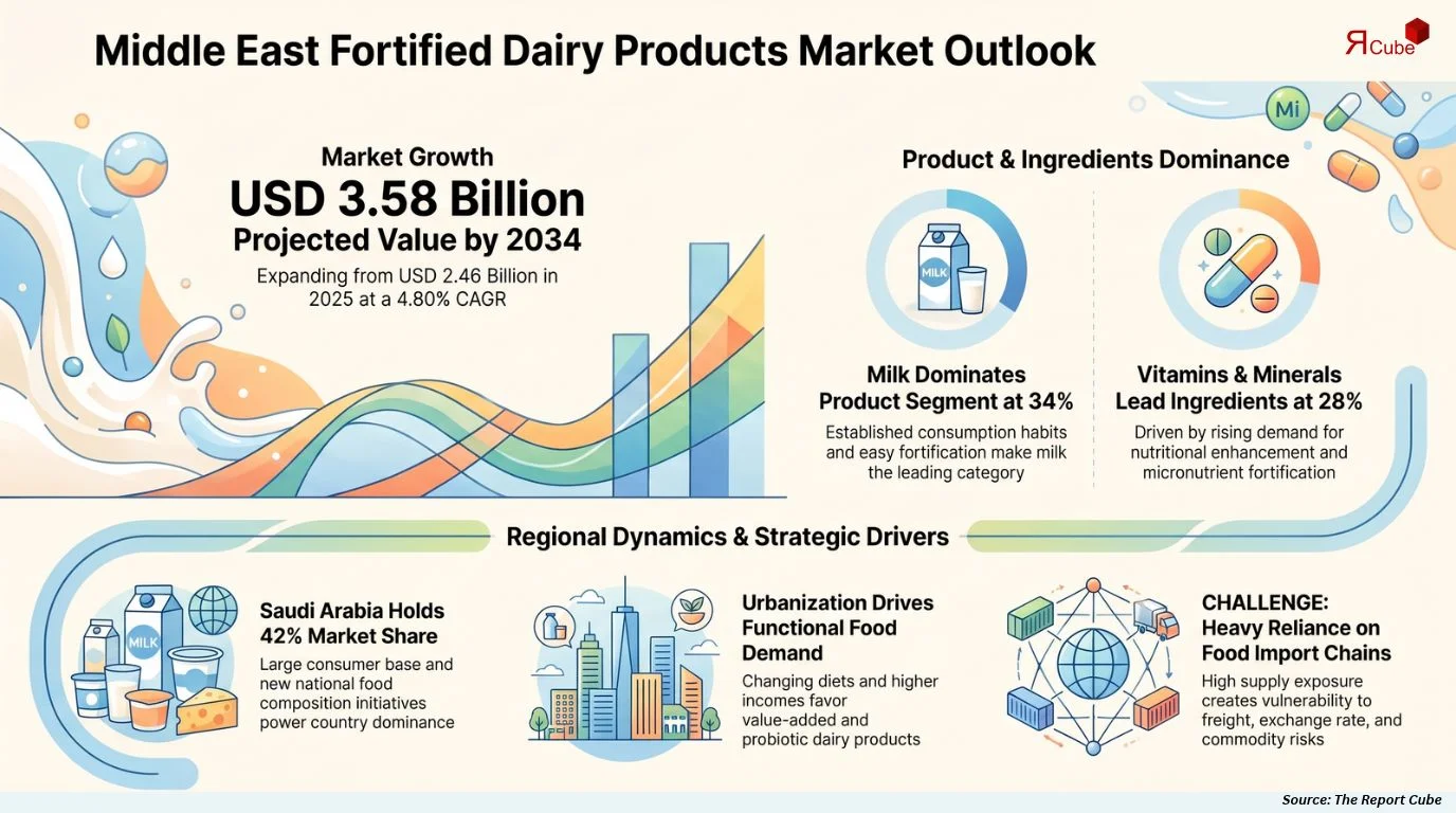 Middle East Fortified Dairy Products Market Size, Share, Trends, & Forecast 2026-2034