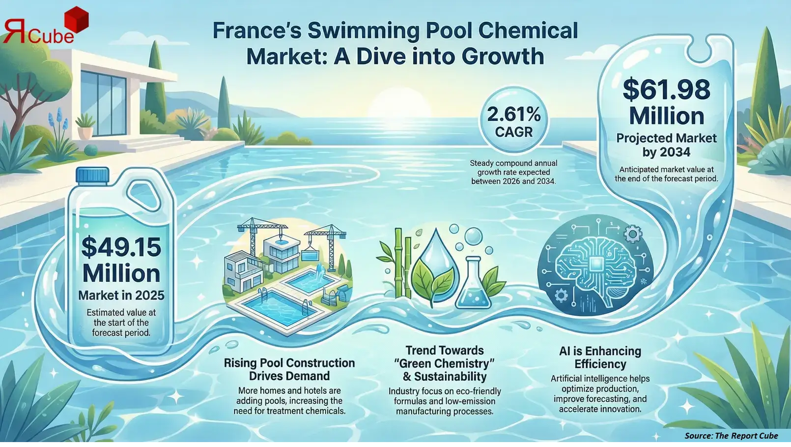 France Swimming Pool Treatment Chemicals Market 2026-2034 infographic covering competitive landscape and insights
