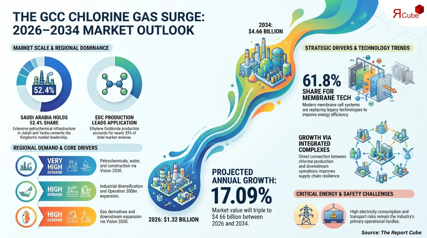 GCC Chlorine Gas Market to Hit USD 4.66B by 2034, Growing at 17.09% CAGR