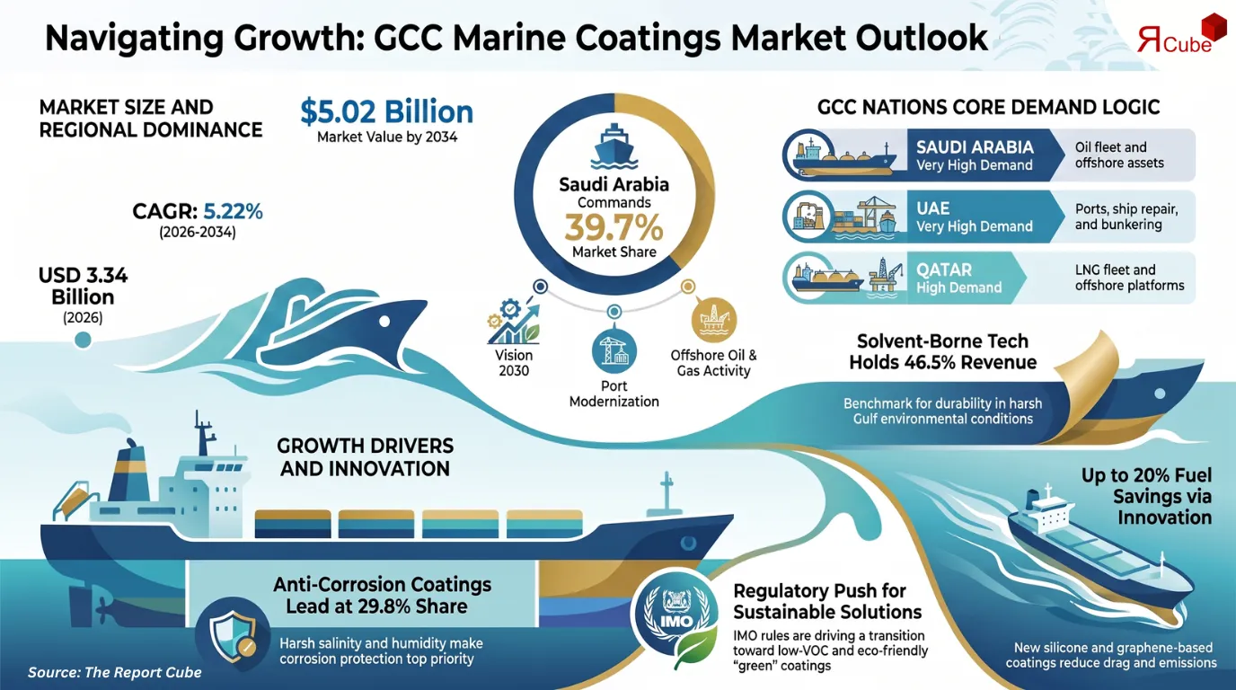 GCC Marine Coatings Market to Reach USD 5.02 Billion by 2034, Growing at 5.22% CAGR