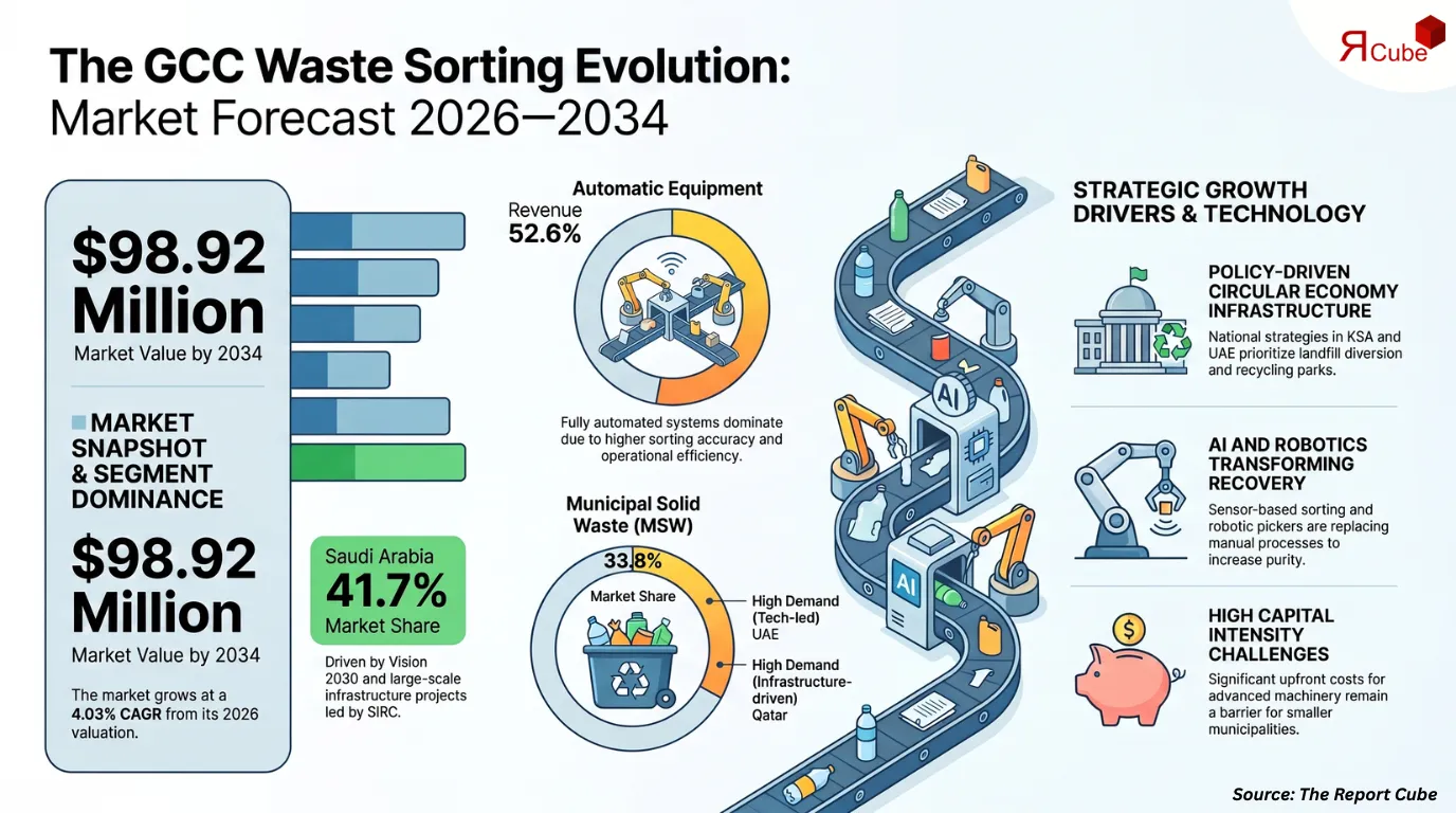 GCC Waste Sorting Equipment Market to Reach &98.92M by 2034, Growing at 4.03% CAGR