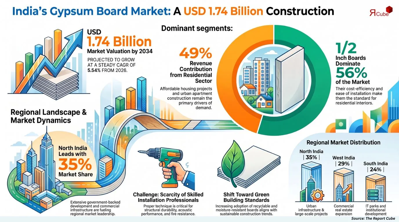 India Gypsum Board Market Report and Forecast 2026-2034