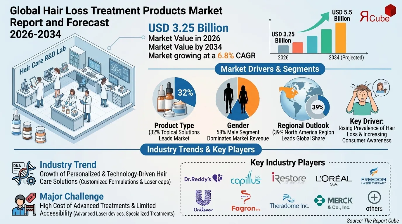 Hair Loss Treatment Products Market Revenue Outlook, CAGR, Growth Hotspot