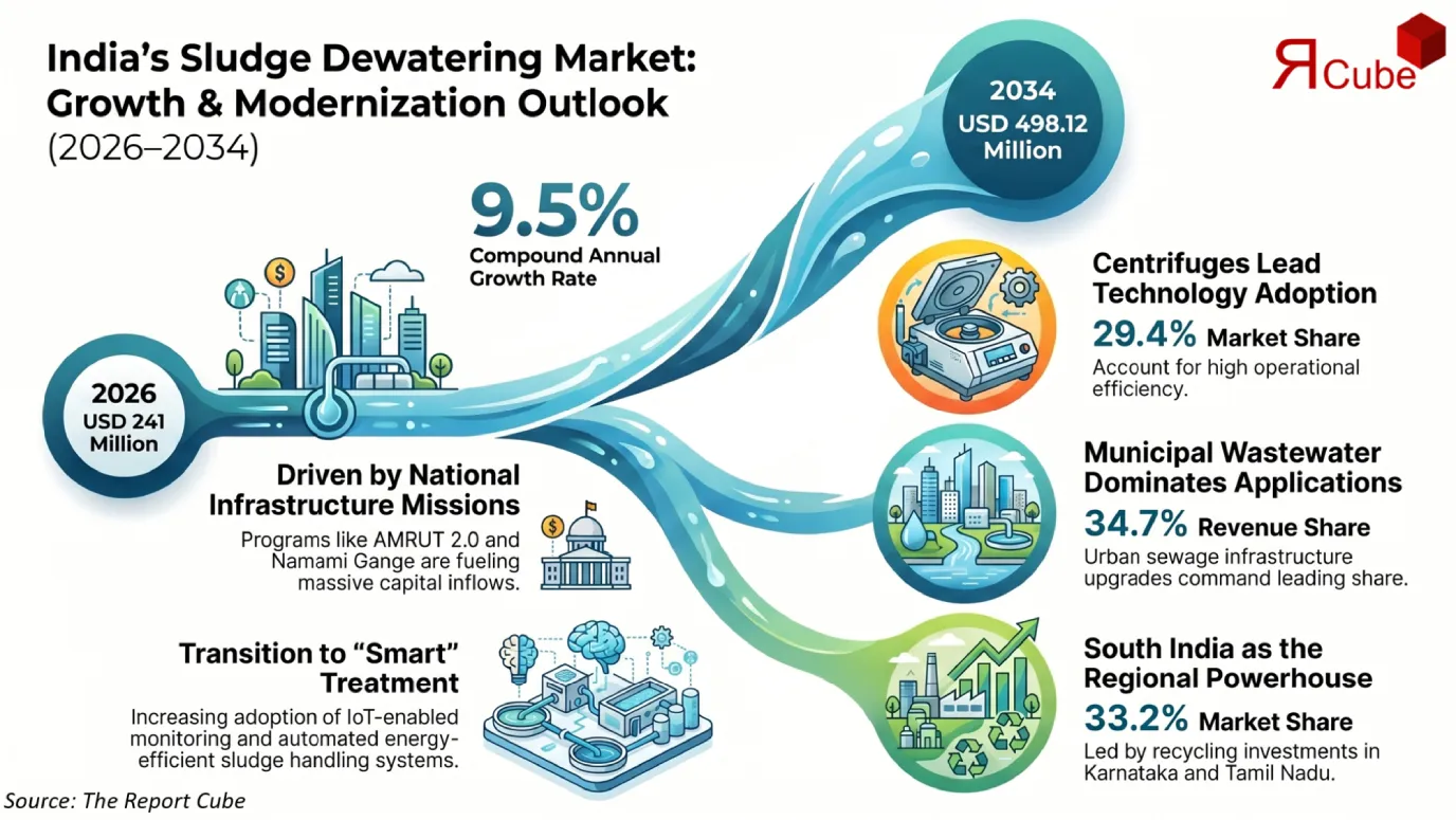 India Sludge Dewatering System Market Report and Forecast 2026-2034