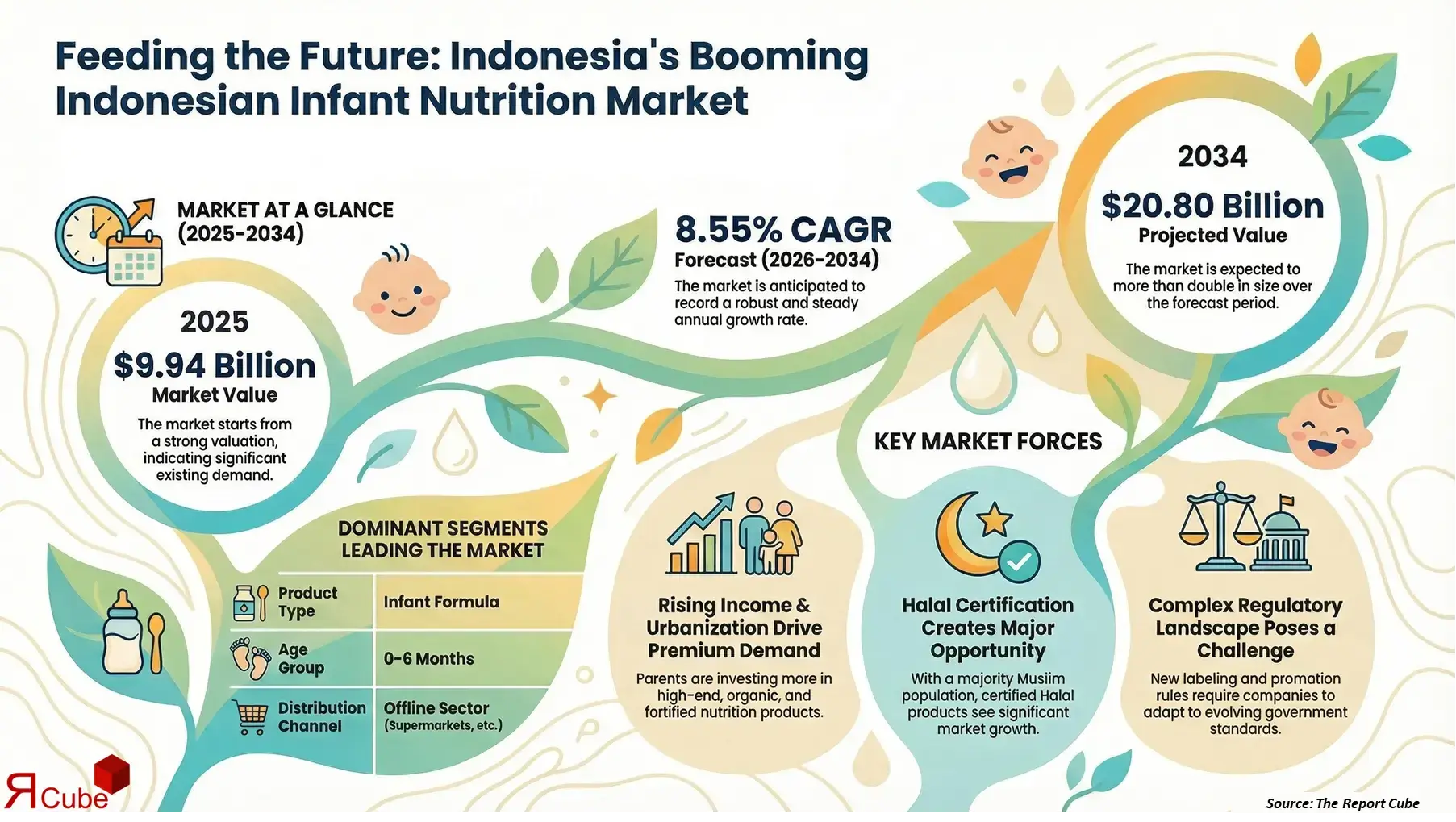 Indonesia Infant Nutrition Market 2026-2034 infographic presenting market share and future forecast