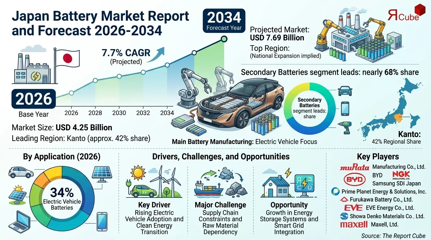 Japan Battery Market Size, Share, Trends & Future Outlook 2034