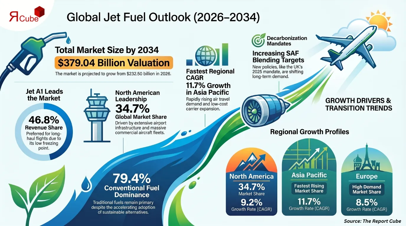 Jet Fuel Market to Reach USD 379.04 Billion by 2034, Growing at a CAGR of 6.3%