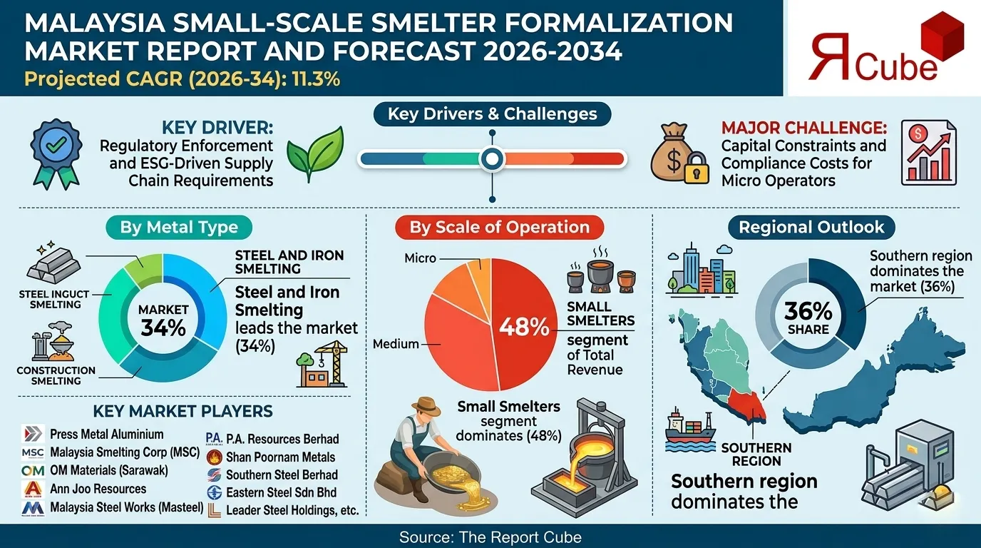 Malaysia Small-Scale Smelter Formalization Market 2026-2034 infographic covering competitive landscape and insights