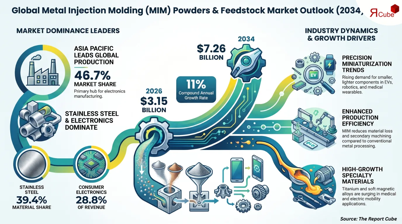 Global Metal Injection Molding Powders and Feedstock Market Report and Forecast 2026-2034
