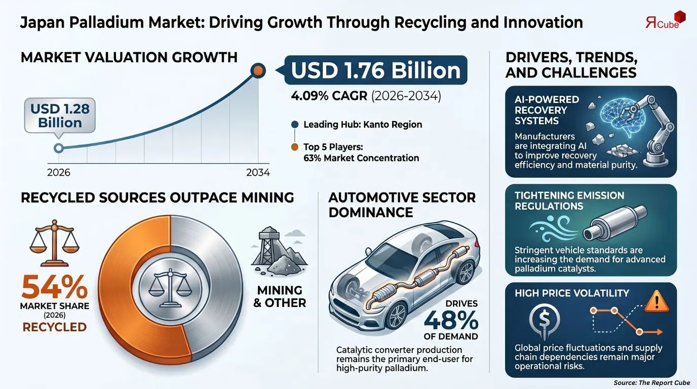 Japan Palladium Market Report and Forecast 2026-2034