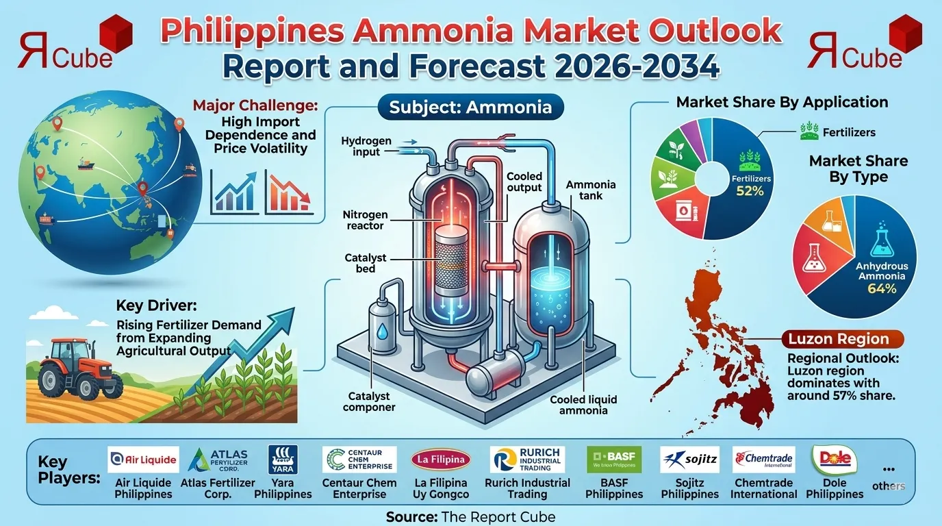 Philippines Ammonia Market Outlook 2026-2034 infographic explaining market structure and opportunities