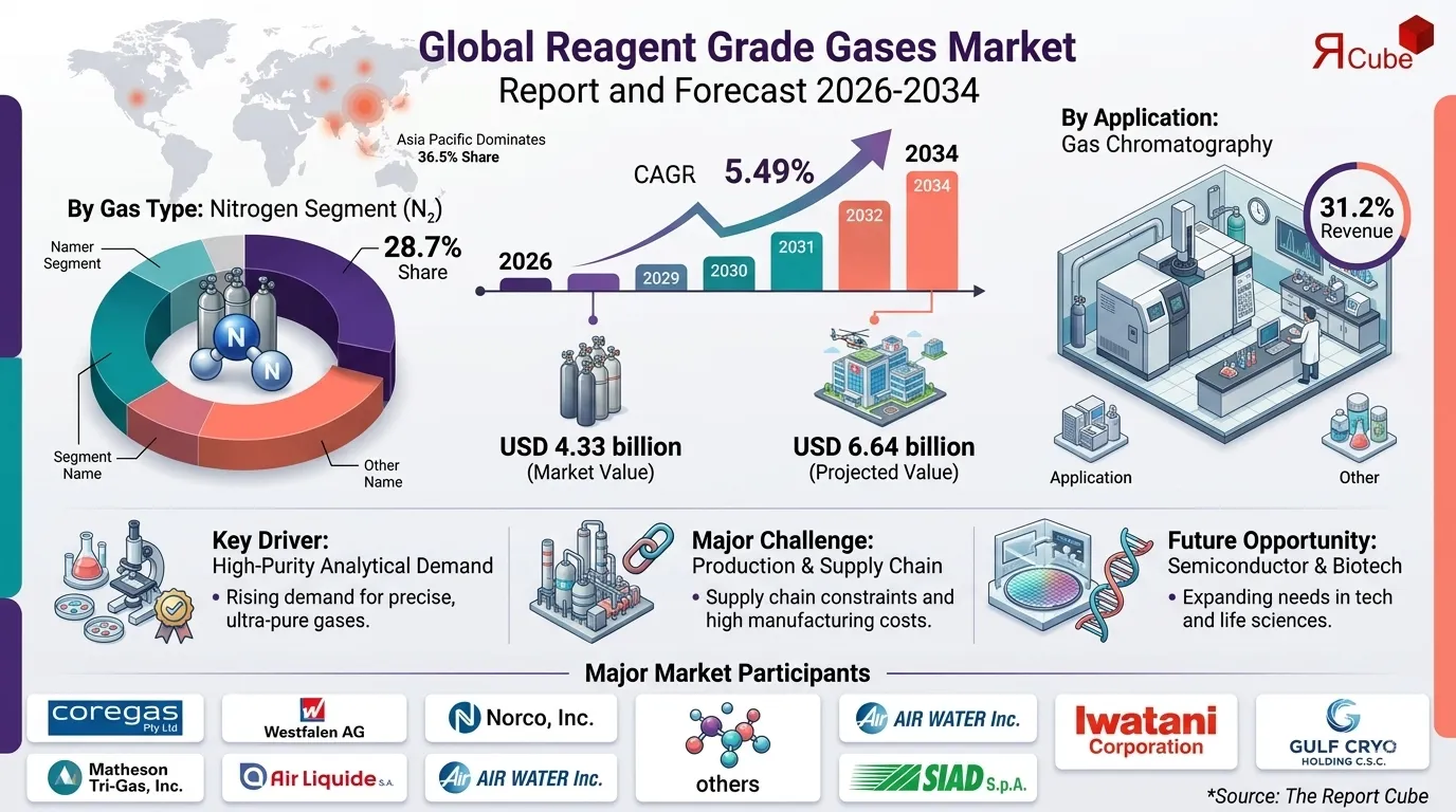 Reagent Grade Gases Market Size, Regional Share and Outlook 2034