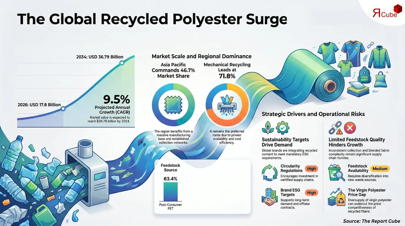 Global Recycled Polyester Market Report and Forecast 2026-2034