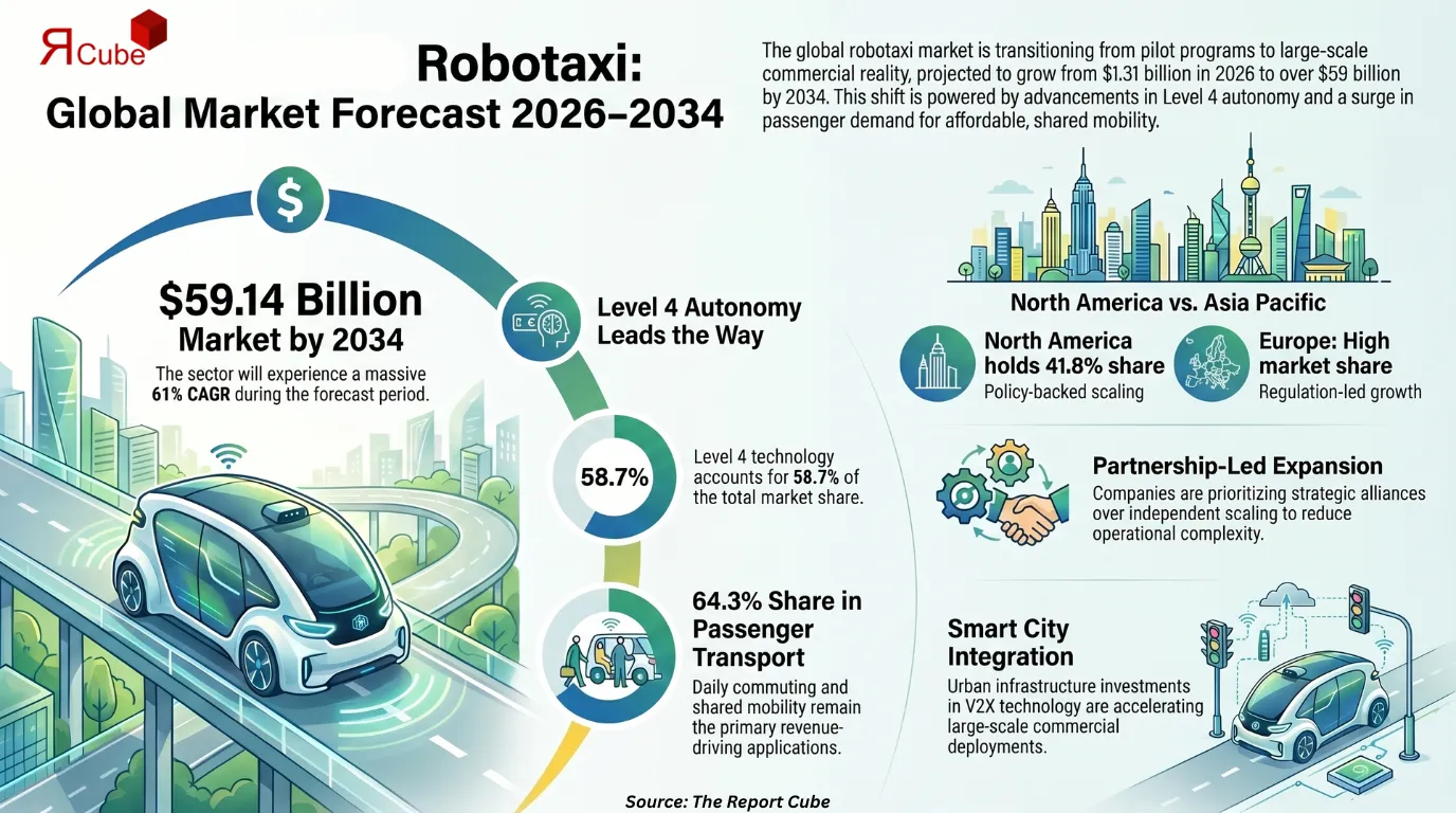 Robotaxi Market Size to Hit USD 59.14 Billion by 2034 at 61% CAGR