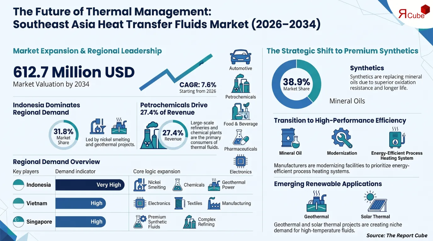 Southeast Asia Heat Transfer Fluids Market to Reach USD 612.71 Million by 2034