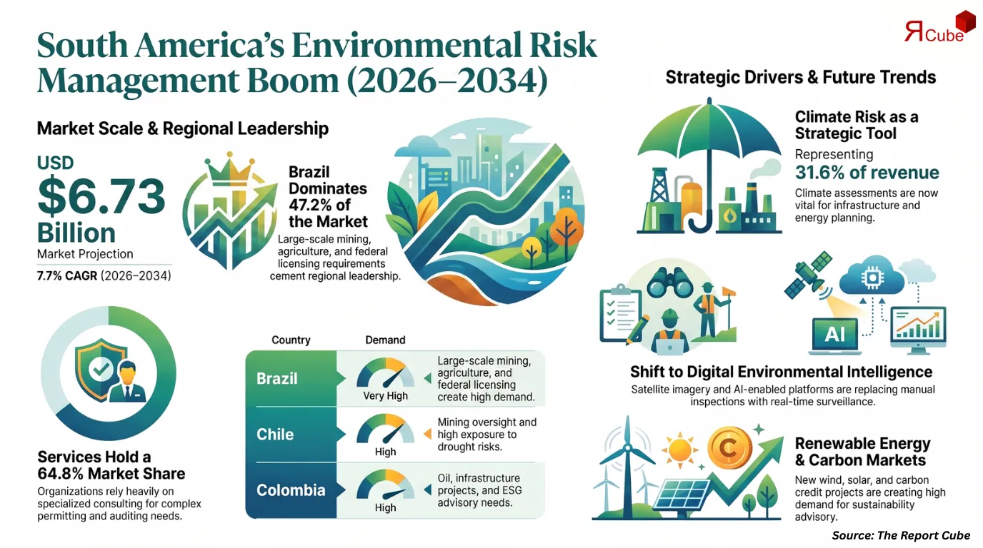 South America Environmental Risk Management Market to Reach USD 6.73 Billion by 2034, Growing at 7.7% CAGR