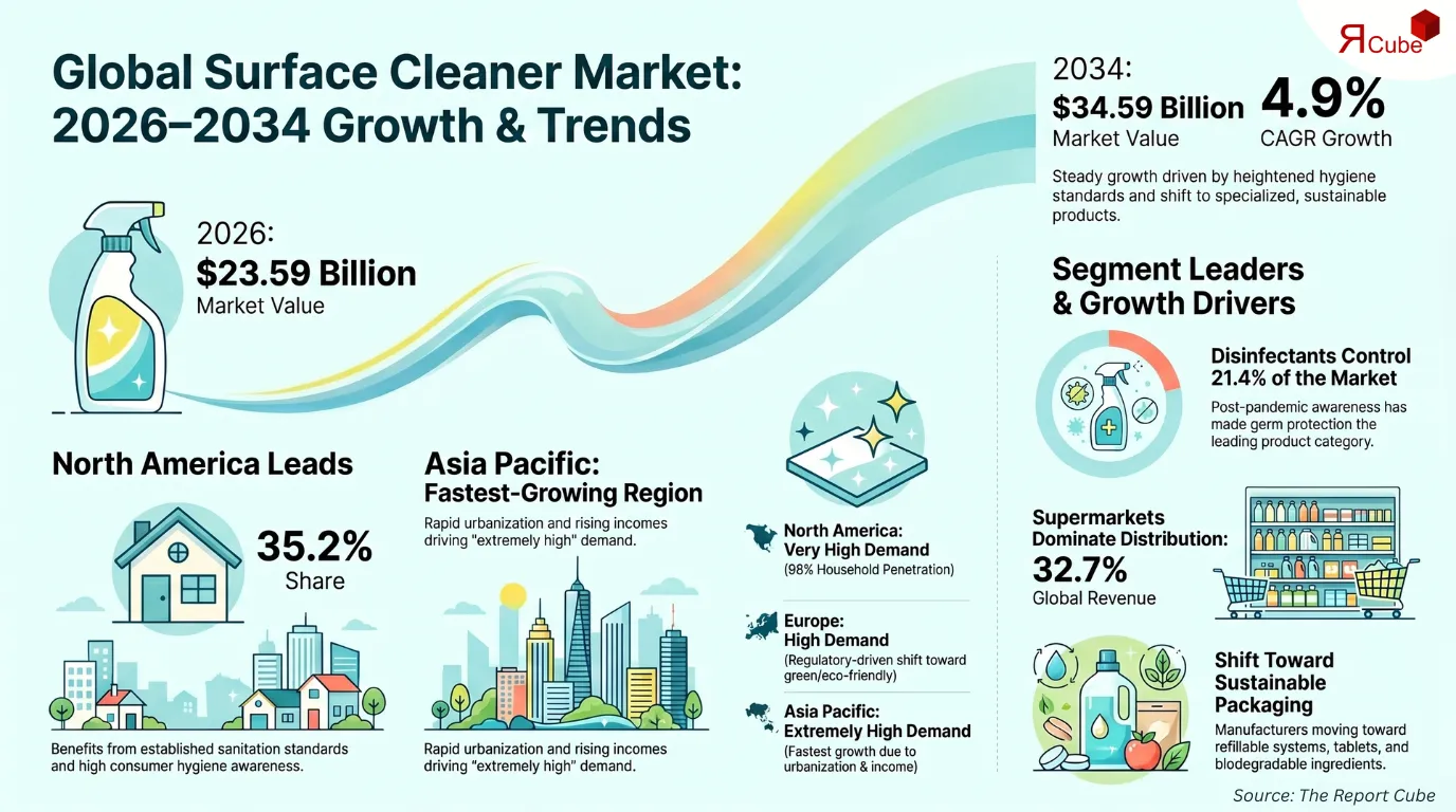 Surface Cleaner Market Growth from USD 23.59 to USD 34.59 Billion by 2034