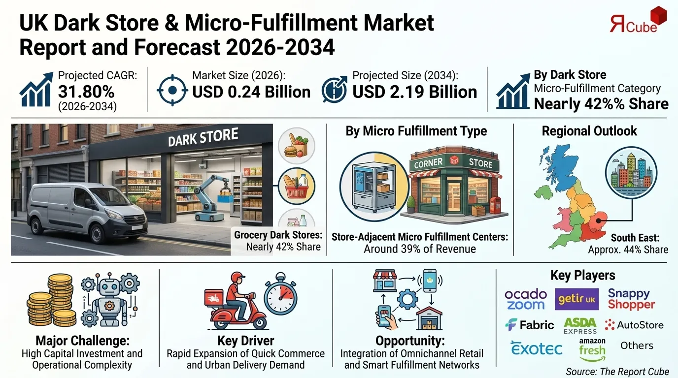 UK Dark Store & Micro-Fulfillment Market Share, Revenue & Outlook 2034