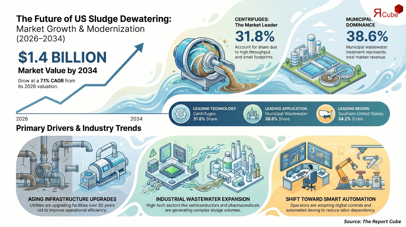 US Sludge Dewatering System Market to Reach USD 1.42 Billion by 2034